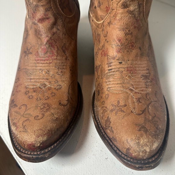 Shyanne Floral Western Cowboy Boots Women’s 10M Leather Cowgirl Boho Festival - Picture 3 of 9